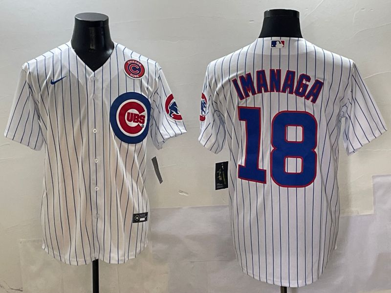 Men Chicago Cubs #18 Imanaga White Stripe Game Nike 2025 MLB Jersey style 6->chicago cubs->MLB Jersey
